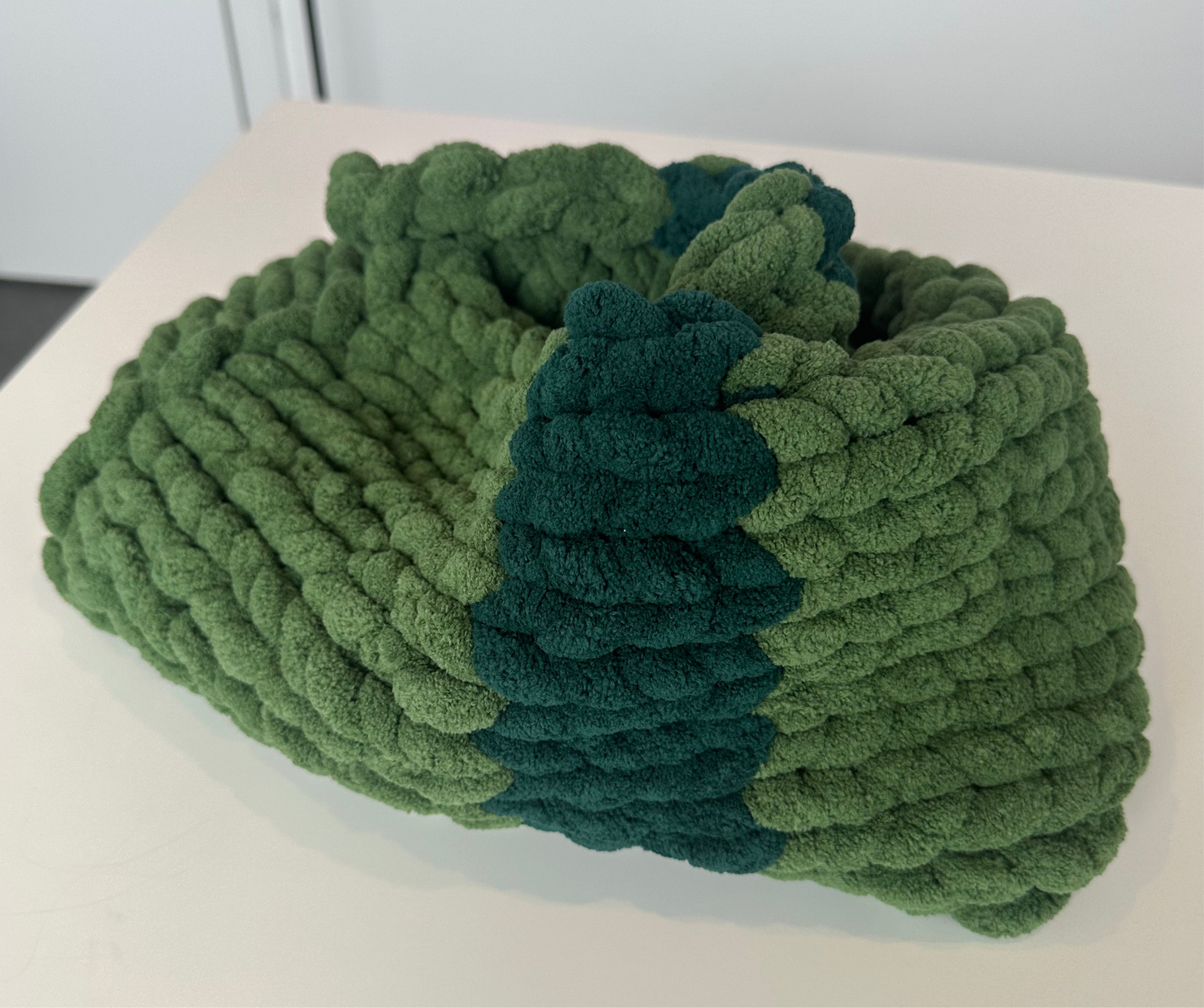 Chunky Knit Scarf Green & Sage