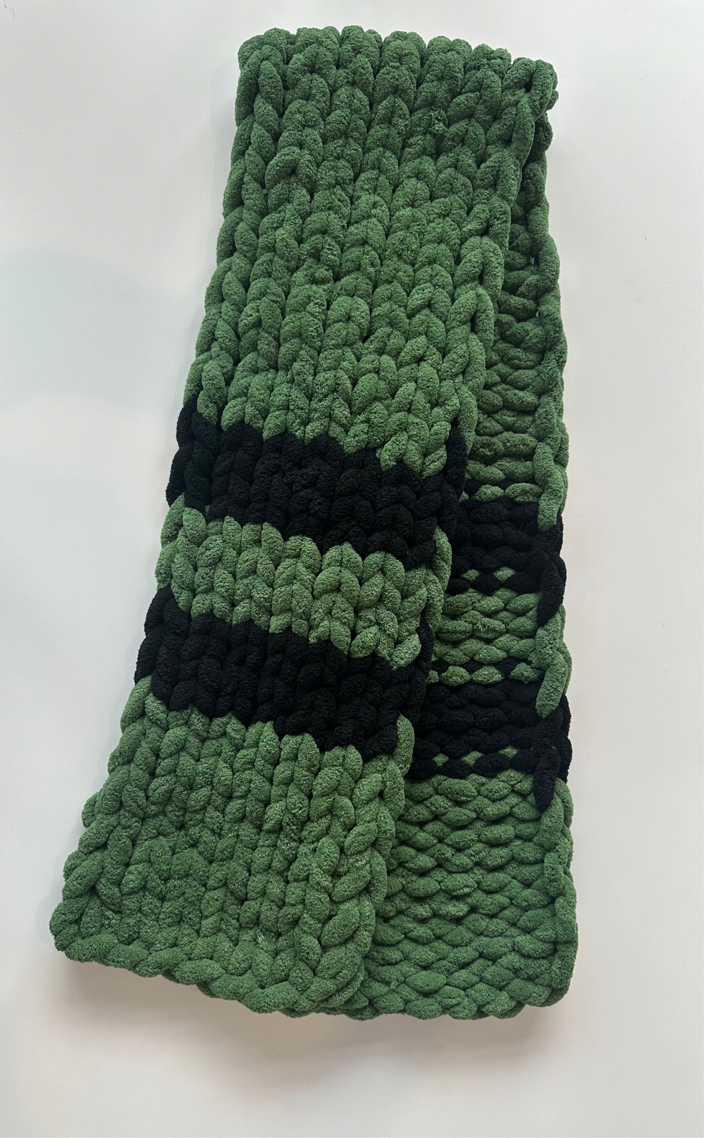 Chunky Knit Scarf Green & Black