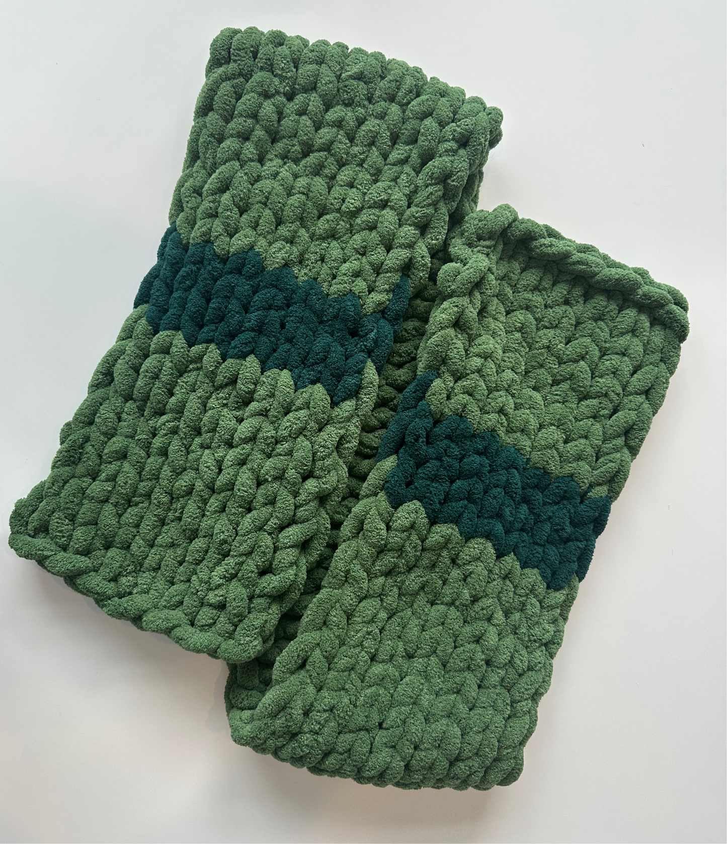 Chunky Knit Scarf Green & Sage