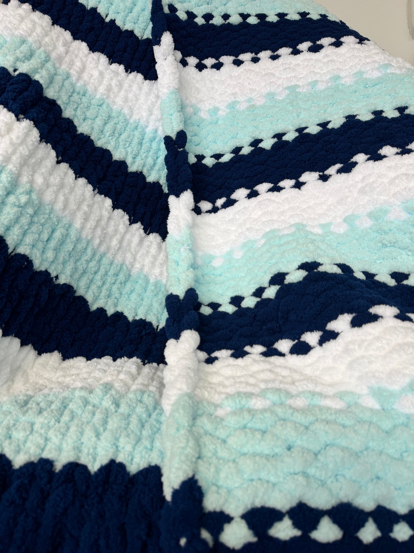 Chunky Knit Blanket Ocean Blue