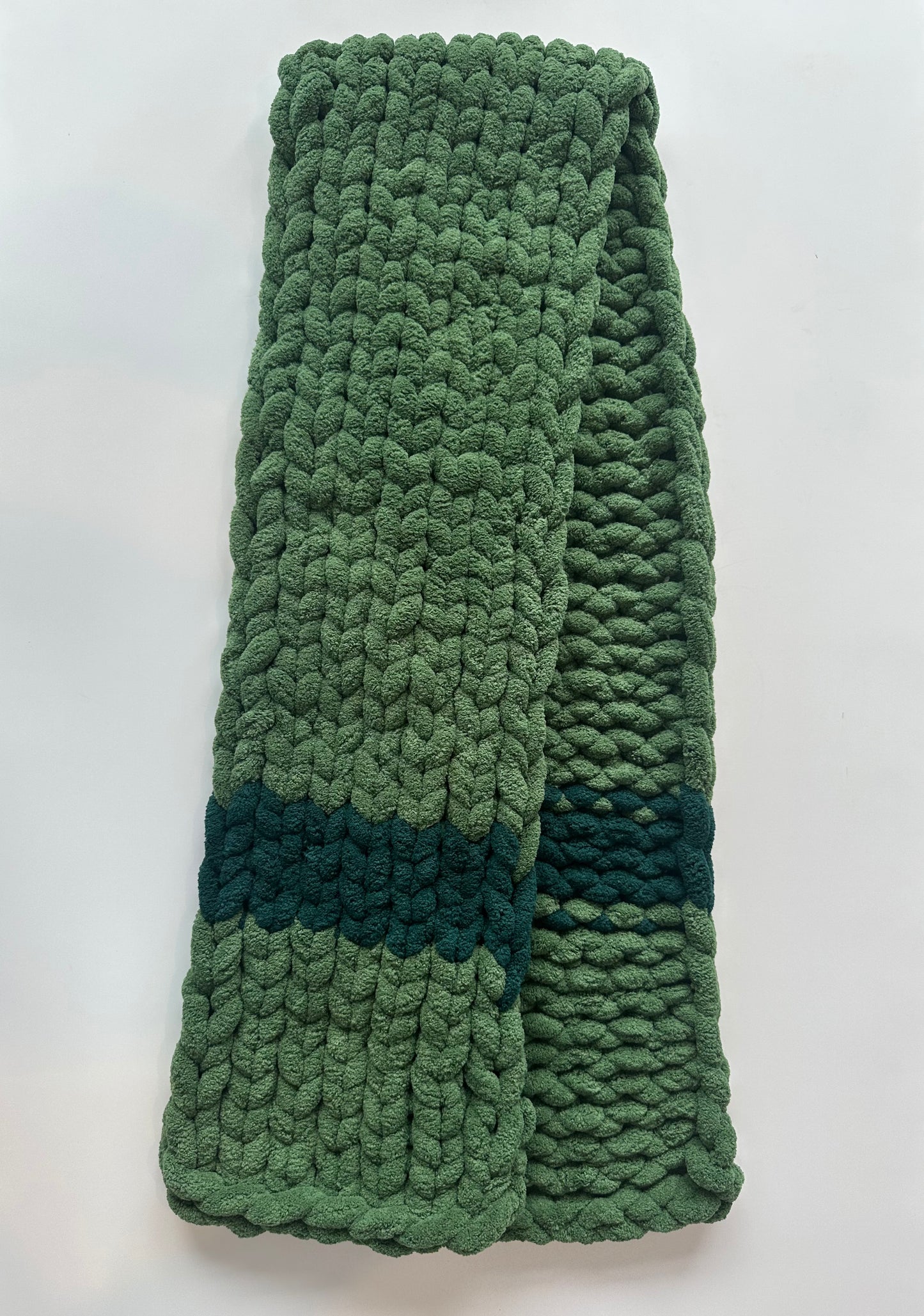 Chunky Knit Scarf Green & Sage
