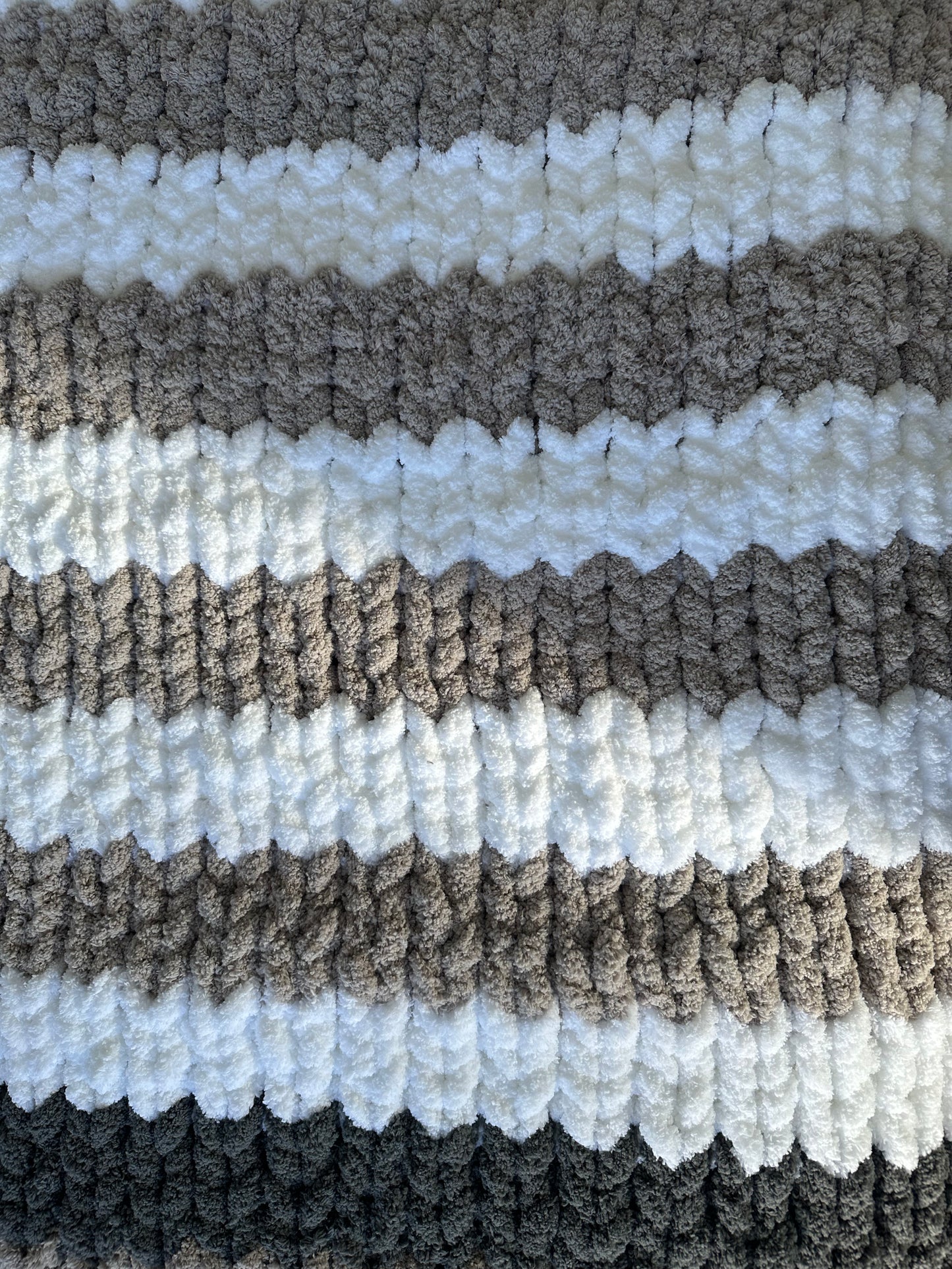 Chunky Knit Blanket Grey & White
