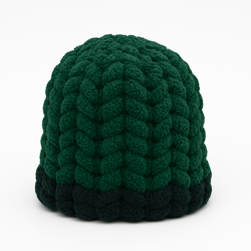 Chunky Knit Beanie Green & Black