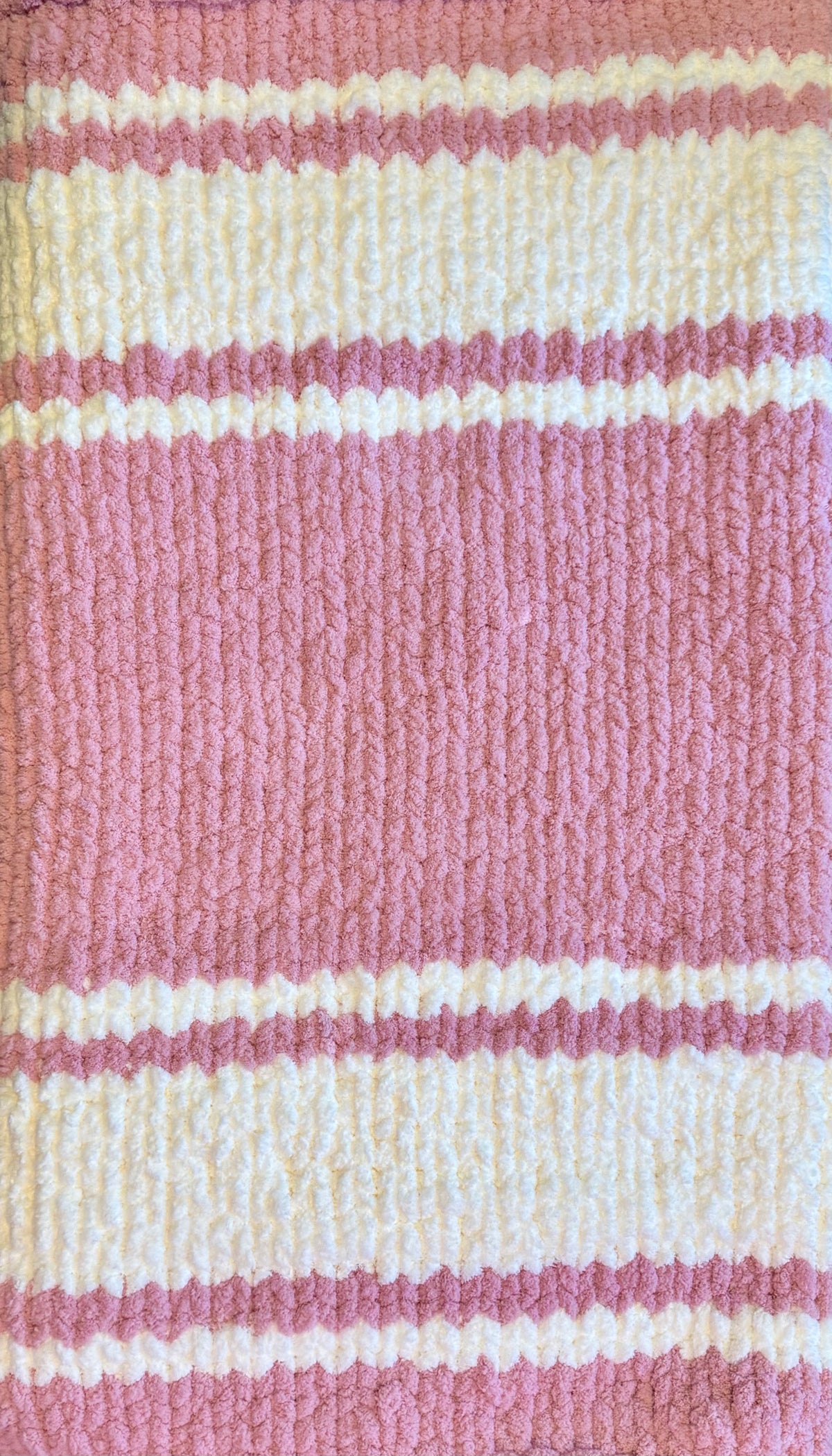 Chunky Knit Blanket Pink & White