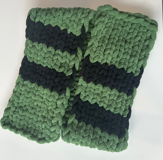 Chunky Knit Scarf Green & Black