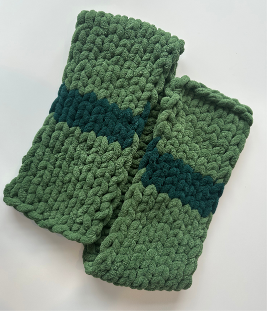 Chunky Knit Scarf Green & Sage