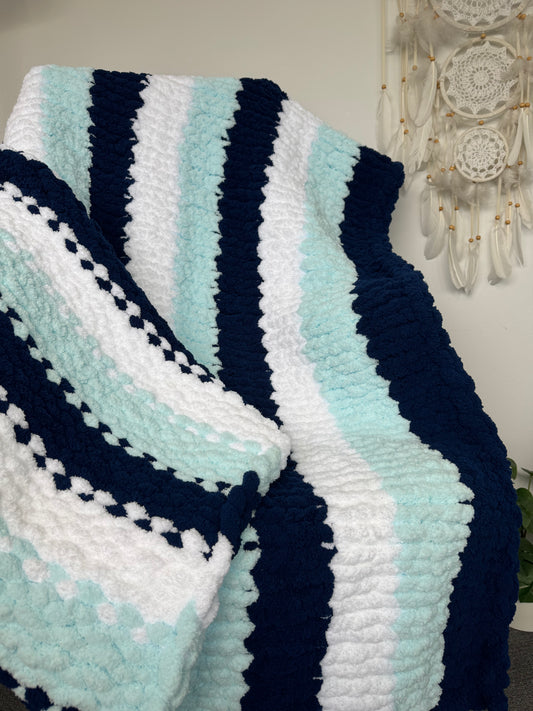Chunky Knit Blanket Ocean Blue