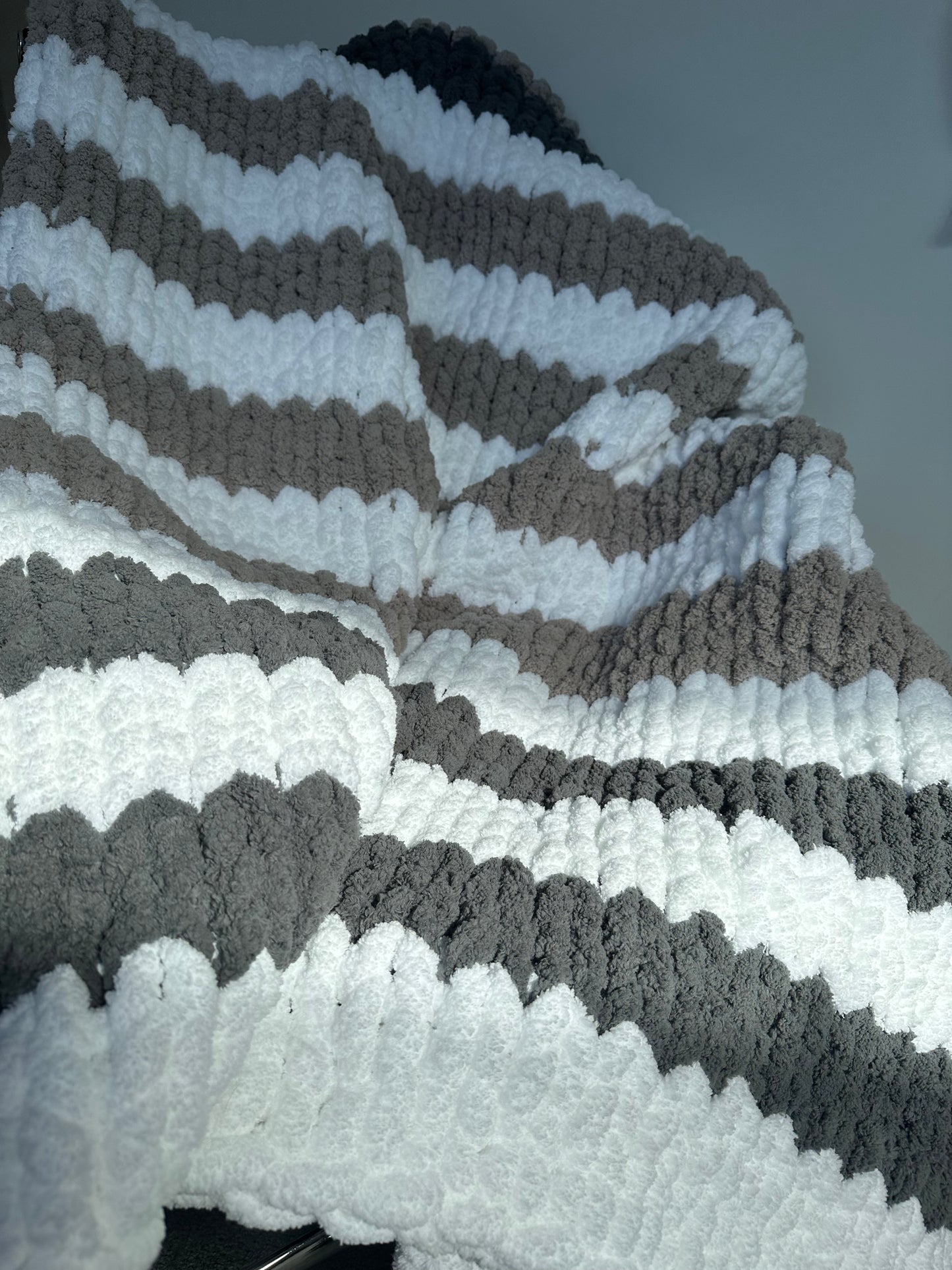 Chunky Knit Blanket Grey & White