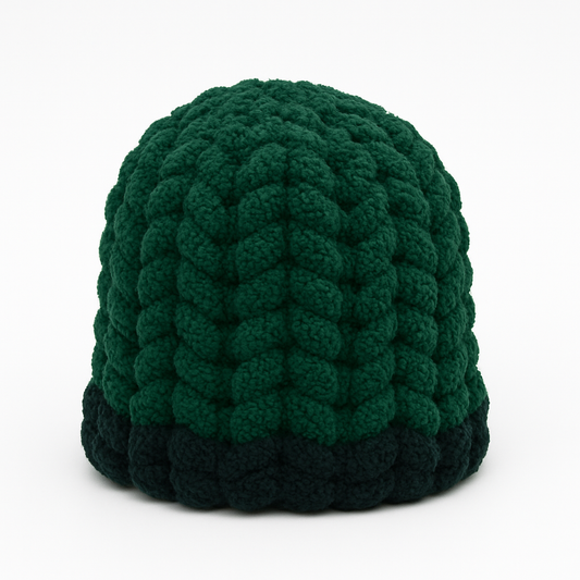 Chunky Knit Beanie Green & Black